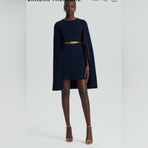 Scanlan Theodore Crepe Knit Navy Cape Dress- NWT size XS